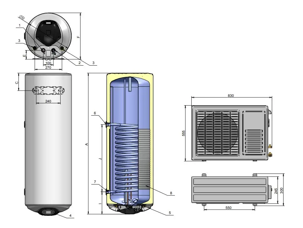 Комбиниран термопомпен бойлер Елдом със серпентина