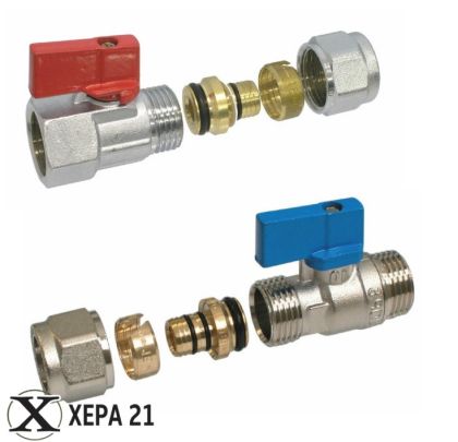 Мини сферичен кран 16х1/2“ М с адаптор  – FORNARA 