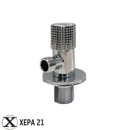 Хромиран ъглов кран Diamante 1/2" x 3/4" за пералня с керамична глава и дизайнерска ръкохватка 