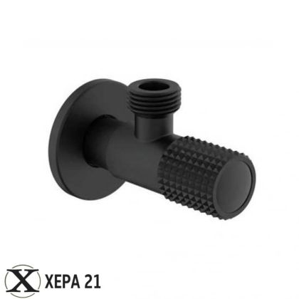 Черен матов ъглов кран Diamante 1/2" x 1/2" с керамична глава и дизайнерска ръкохватка 