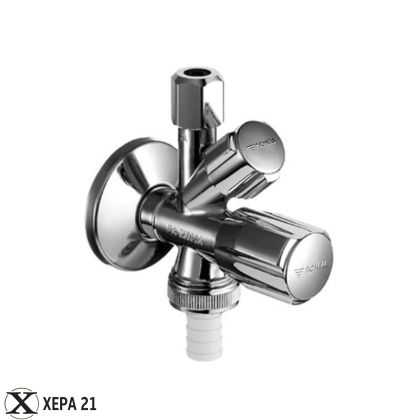 ВЕНТИЛ СПИРАТЕЛЕН ЪГЛОВ ДВОЕН SCHELL 1/2" x 3/8" x 3/4"