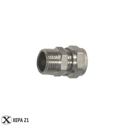 Никелиран месингов адаптор Ф20 х 3/4" мъжки за многослойна тръба PEX-AL-PEX 