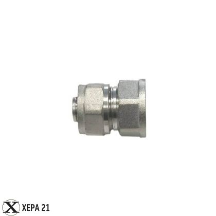 Никелиран месингов женски адаптор Ф16 х 1/2" за многослойна тръба PEX-AL-PEX 