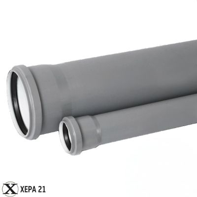 PVC Тръба - муфирана сива VALDOM - 0.50 м/бр. - Ф 50 х 2.0
