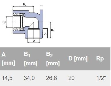 ППР коляно за стена с вътрешна резба Ø20 х 1/2“