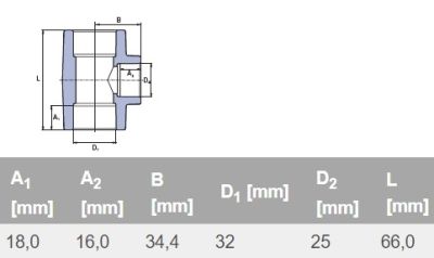 ППР тройник редуктивен Ø32 х Ø25 х Ø32