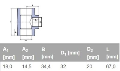 ППР тройник редуктивен Ø32 х Ø20 х Ø32