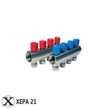 Профилен колектор с вентили и адаптори 1" х 16*2 - 6 извода 