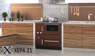 Готварска печка на твърдо гориво Alfa Term 20 kW - кафява 