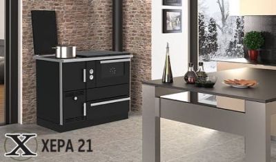 Готварска печка на твърдо гориво Alfa Term 35 kW - черна 