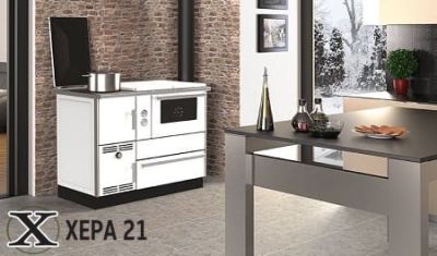 Готварска печка на твърдо гориво Alfa Term 35 kW - бяла 