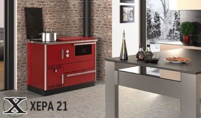 Готварска печка на твърдо гориво Alfa Term 35 kW - червена 