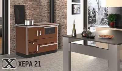 Готварска печка на твърдо гориво Alfa Term 35 kW - кафява 