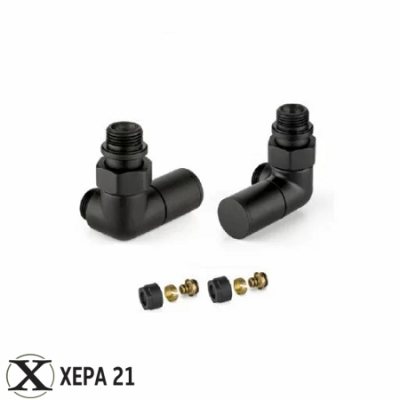 Комплект дизайнерски двойноъглови вентили за лира BLACK - 230KN015