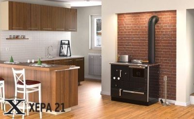 Готварска печка на твърдо гориво Alfa Term 27 kW - черна 