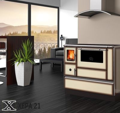 Готварска печка на твърдо гориво 90H DOMINANT капучино - ALFA PLAM 