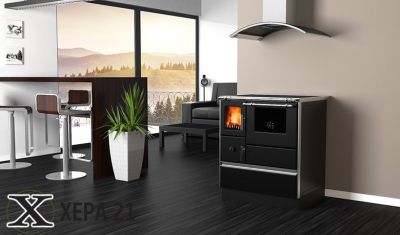 Готварска печка на твърдо гориво DOMINANT 70 черна - ALFA PLAM 