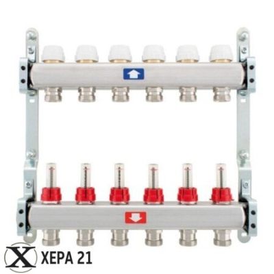 Колектори за подово отопление комплект SFIT 1" x 3/4", 5 извода 