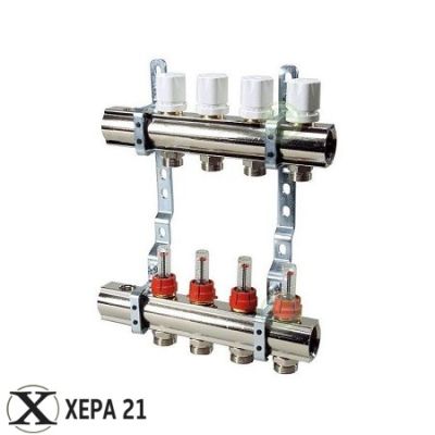 Колектори за подово отопление комплект LUXOR 1" x 24*19- 7 извода 