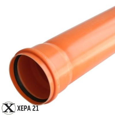 PVC Тръба Ф110 х 2.2 - муфирана оранжева VALDOM - 1 м/бр. 