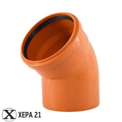 PVC Коляно 45° Оранжево - Ф200 