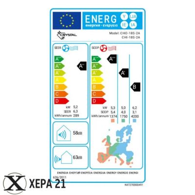 Инверторен климатик Crystal 18S-2A енергиен клас