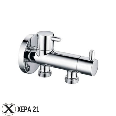 Перален кран двоен с керамичен затварящ механизъм 1/2" x 1/2" x 3/4" 