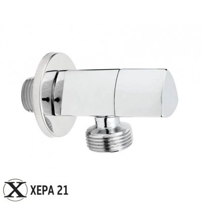 Дизайнерски ъглов кран Triangolo 1/2" x 1/2" с триъгълна ръкохватка и керамична глава 