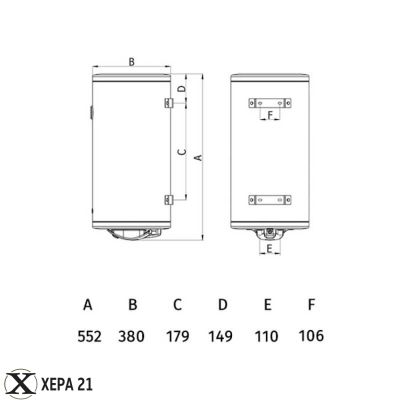 Вертикален бойлер Tedan Standard BT 30 inox - неръждаем
