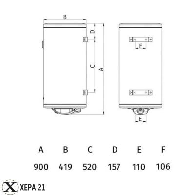 Вертикален бойлер Tedan Klassa Inox 80 - неръждаем