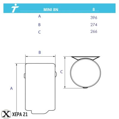 Малолитражен бойлер Tedan Mini 8N Inox - над мивка