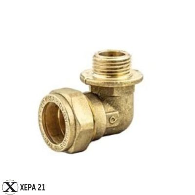 Месингова компресионна връзка ъглова мъжка за медна тръба  - Ф 18 х 1/2"