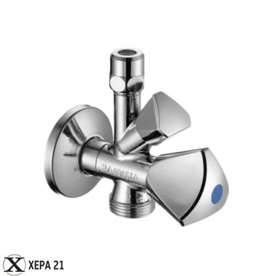 ВЕНТИЛ СПИРАТЕЛЕН ЪГЛОВ ДВОЕН SANLAND 1/2" x 3/8" x 3/4"