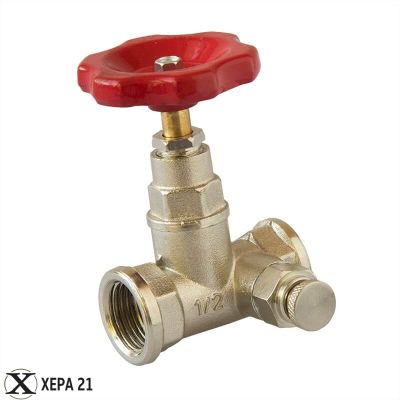 Месингов спирателен вентил с изпускател 1/2" никелиран 