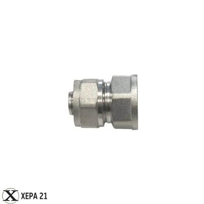 Никелиран месингов женски адаптор Ф16 х 1/2" за многослойна тръба PEX-AL-PEX 