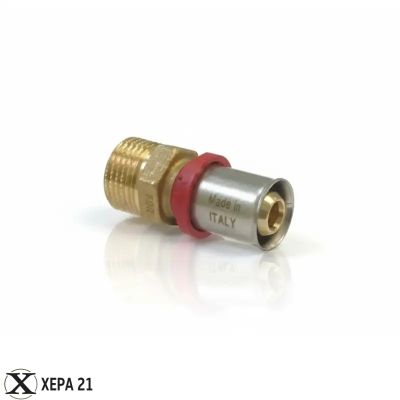 Прес-фитинг прав за Pex-Al-Pex тръба Ø20 х 1/2" М - Fornara серия ForPress 