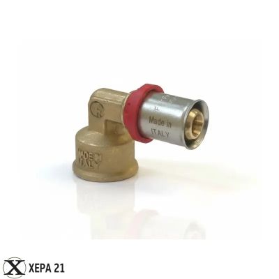 Прес-фитинг ъглов за Pex-Al-Pex тръба Ø20 х 3/4" Ж - Fornara серия ForPress 