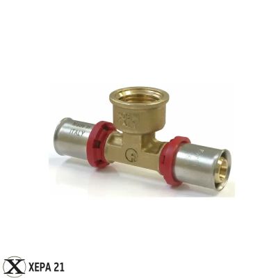 Прес-фитинг тройник за Pex-Al-Pex тръба Ø26 х 3/4" х Ø26 Ж - Fornara серия ForPress 