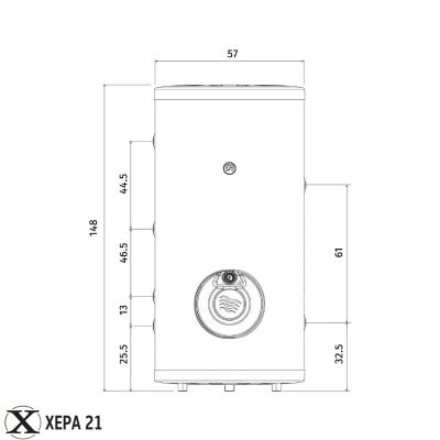 Комбиниран подово стоящ бойлер за термопомпени системи TEDAN Combi Term INOX 160 литра, една серпентина, неръждаем, 3 kW 